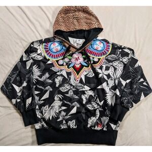 Adidas X FARM Rio Hoodie Womens Large Sweatshirt Multicolor Sweater Embroidered